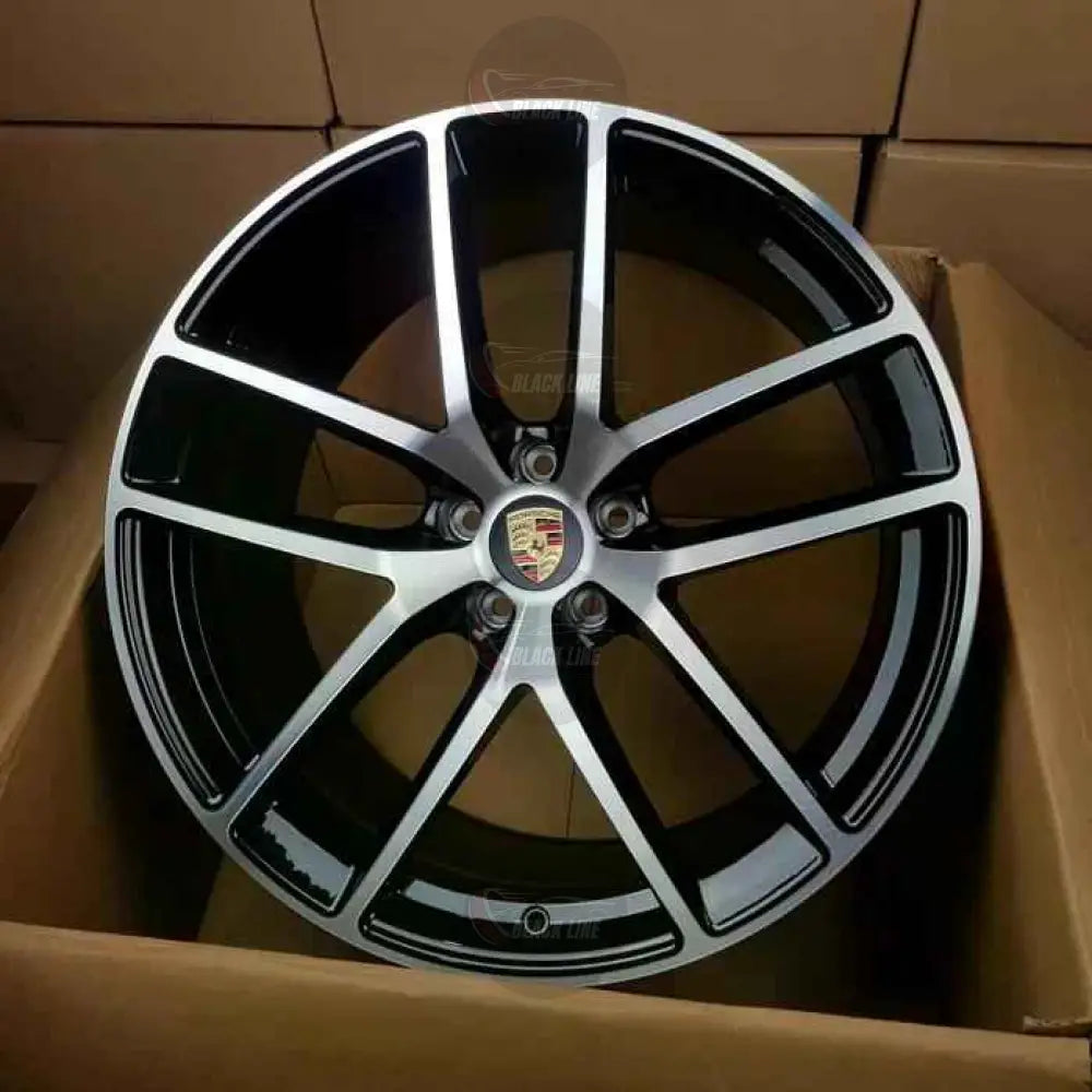 Llantas Flow Forming Estilo Porsche de Doble Radio – Negro Brillo y Plata