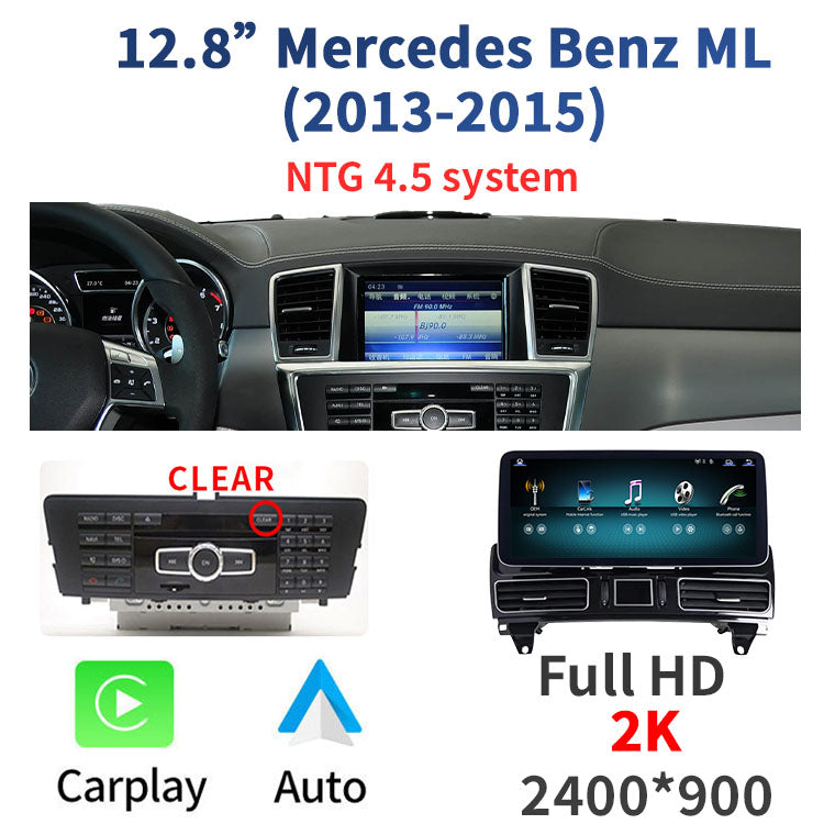 Pantalla Linux para Mercedes-Benz ML/GL NTG 4.5 (2013–2015) – 8 pulgadas / 12,3 pulgadas / 12,8 pulgadas