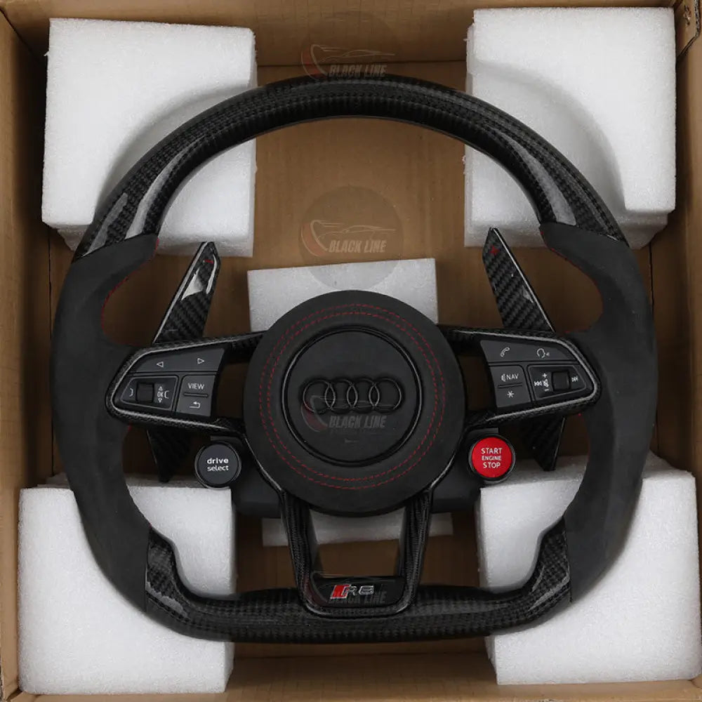 Volante Audi R8 Carbono + Alcantara | Costura Roja + Levas Deportivas