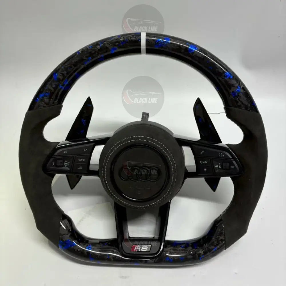 Volante Audi RS Personalizado en Carbono Forjado Azul y Alcantara con Airbag Incluido