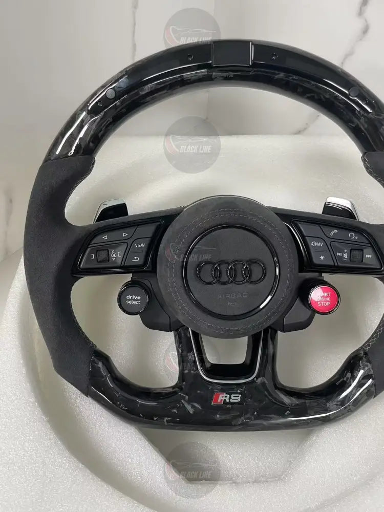 Volante Audi RS Deportivo en Carbono Forjado y Alcántara | Display LED Levas Drive Select Start Engine Stop