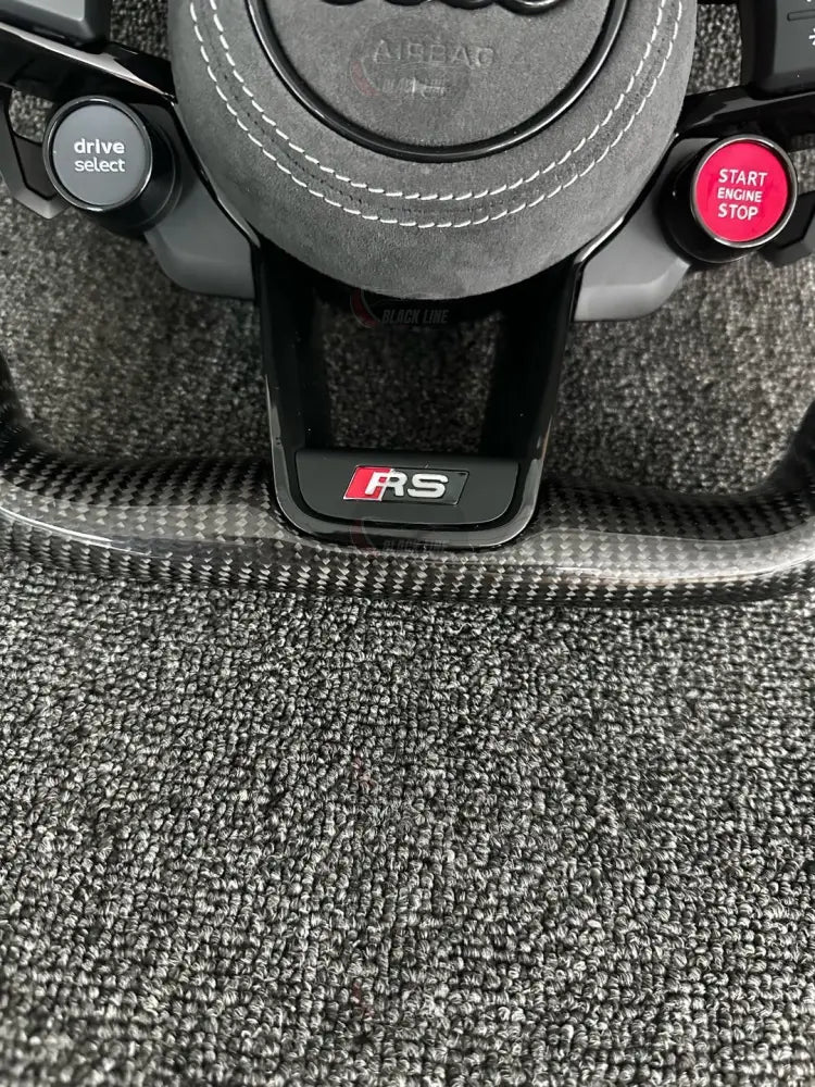 Volante Audi RS Deportivo en Fibra de Carbono y Alcántara Gris | Levas Drive Select Start Engine Stop Multifunción y