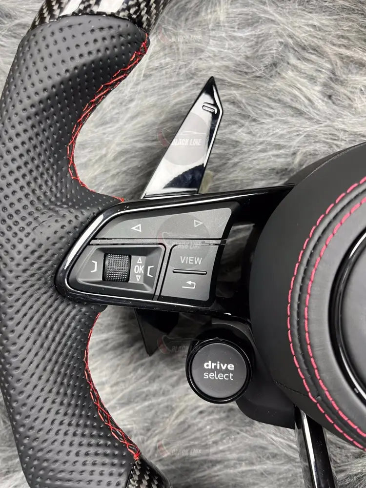 Volante Audi RS Performance en Fibra de Carbono con Pantalla Alcantara Negra Levas y Multifunción