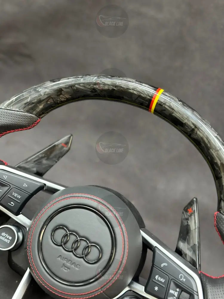 Volante Audi S Performance en Fibra de Carbono Cuero Perforado Levas y Multifunción
