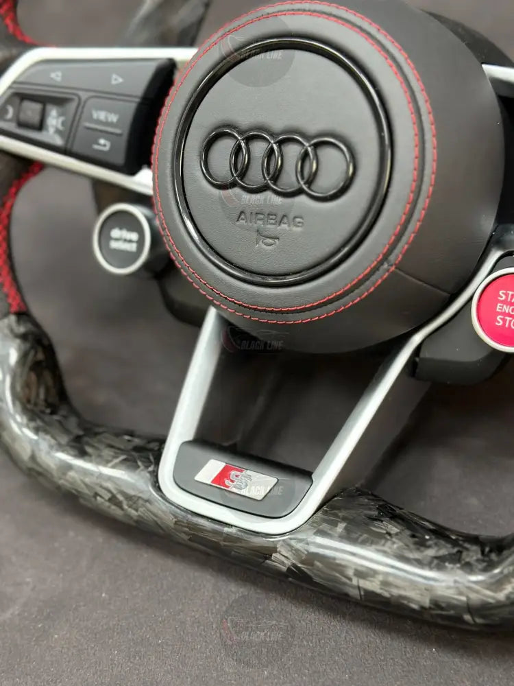 Volante Audi S Performance en Fibra de Carbono Cuero Perforado Levas y Multifunción