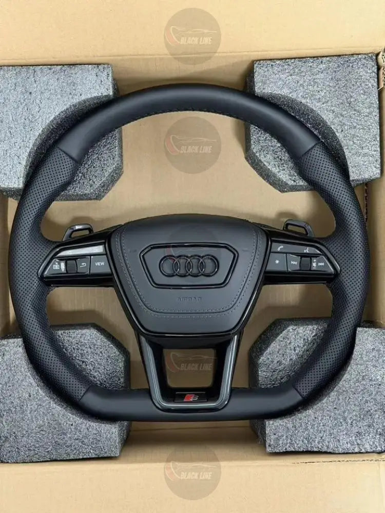 Volante Audi S/RS Sport en Cuero Negro Perforado con Levas y Multifunción