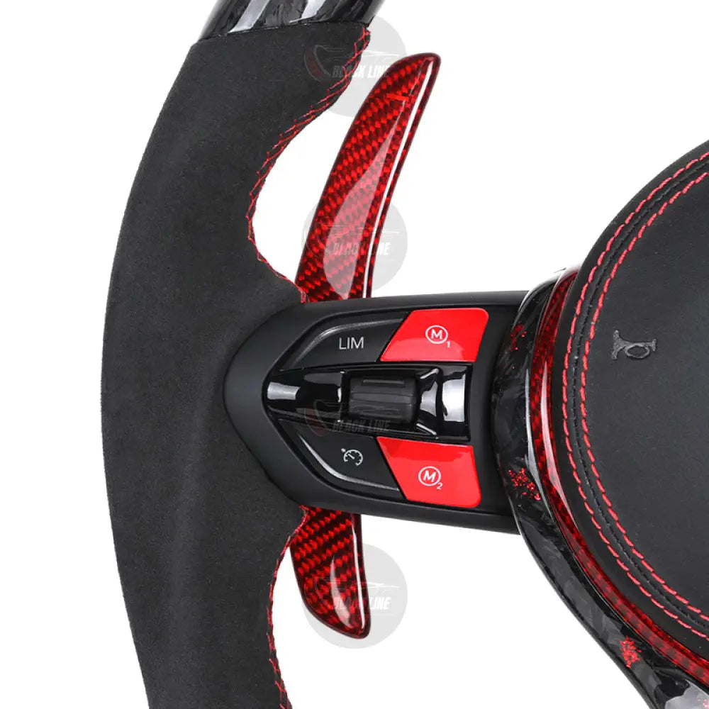 Volante BMW M Deportivo en Carbono Forjado Rojo y Alcantara | Pantalla LED Botones M1/M2 Levas y Airbag