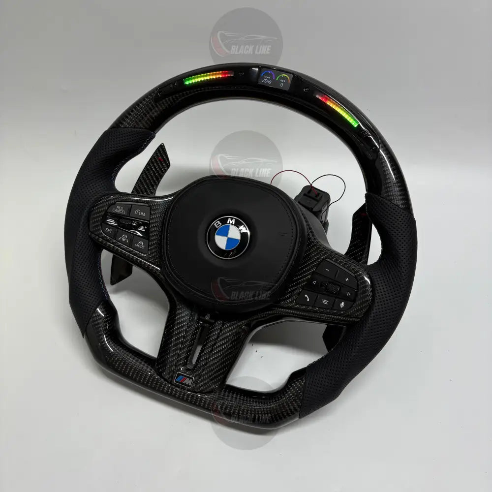 Volante BMW M Personalizado en Fibra de Carbono Cuero Perforado y Pantalla LED con Airbag Incluido