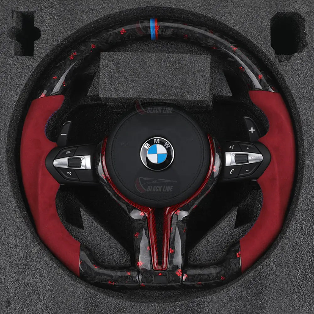 Volante BMW M Performance Carbono y Alcantara Roja | Costuras Azules