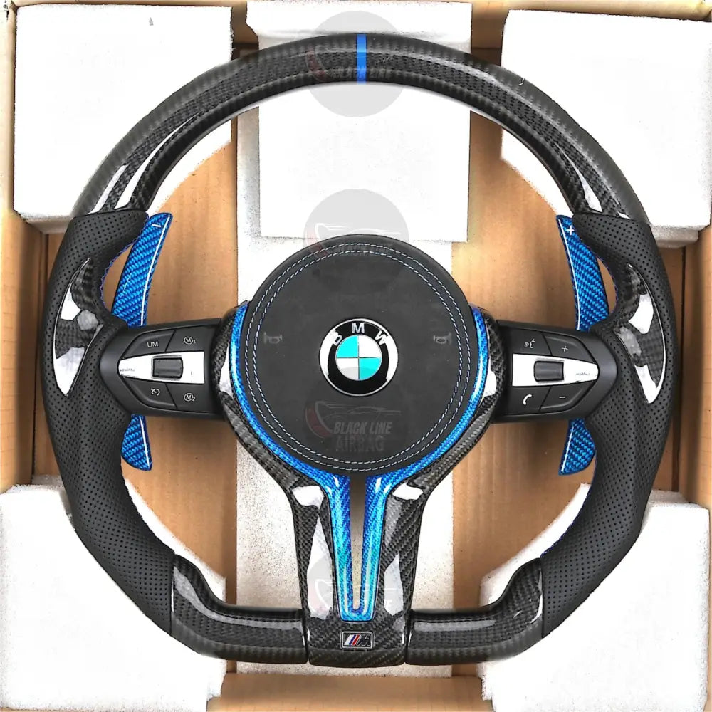 Volante BMW M Performance | Carbono Brillo Carbono Azul y Levas
