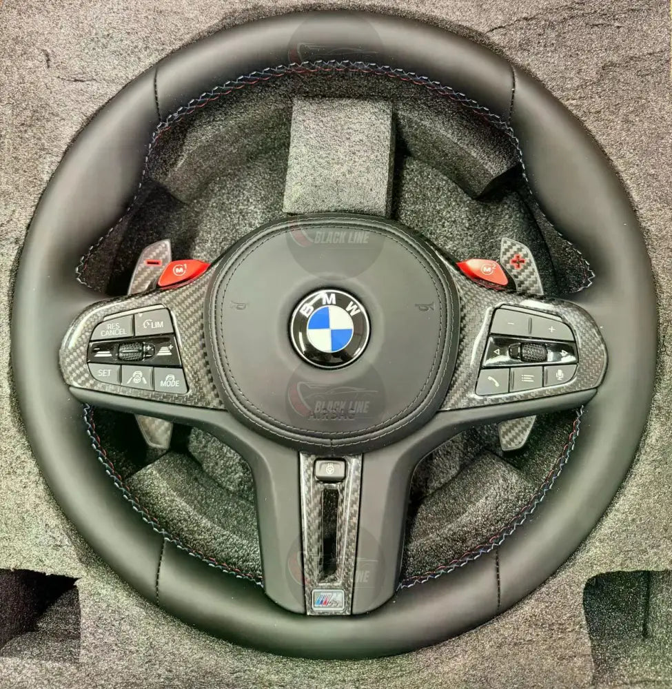 Volante BMW M Performance en Cuero Negro con Fibra de Carbono Levas M1/M2 y Multifunción