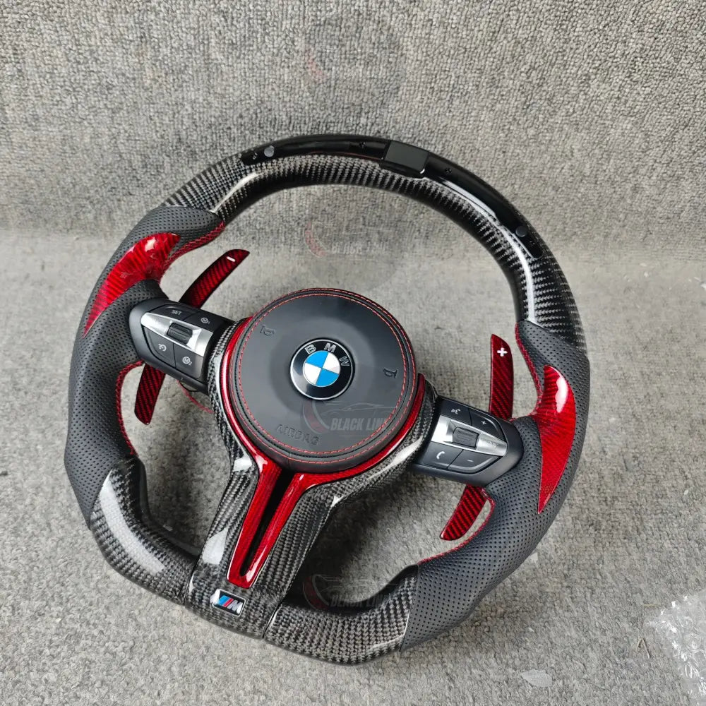 Volante BMW M Performance en Fibra de Carbono Alcantara y Detalles Rojos con Race Display Levas y M1/M2