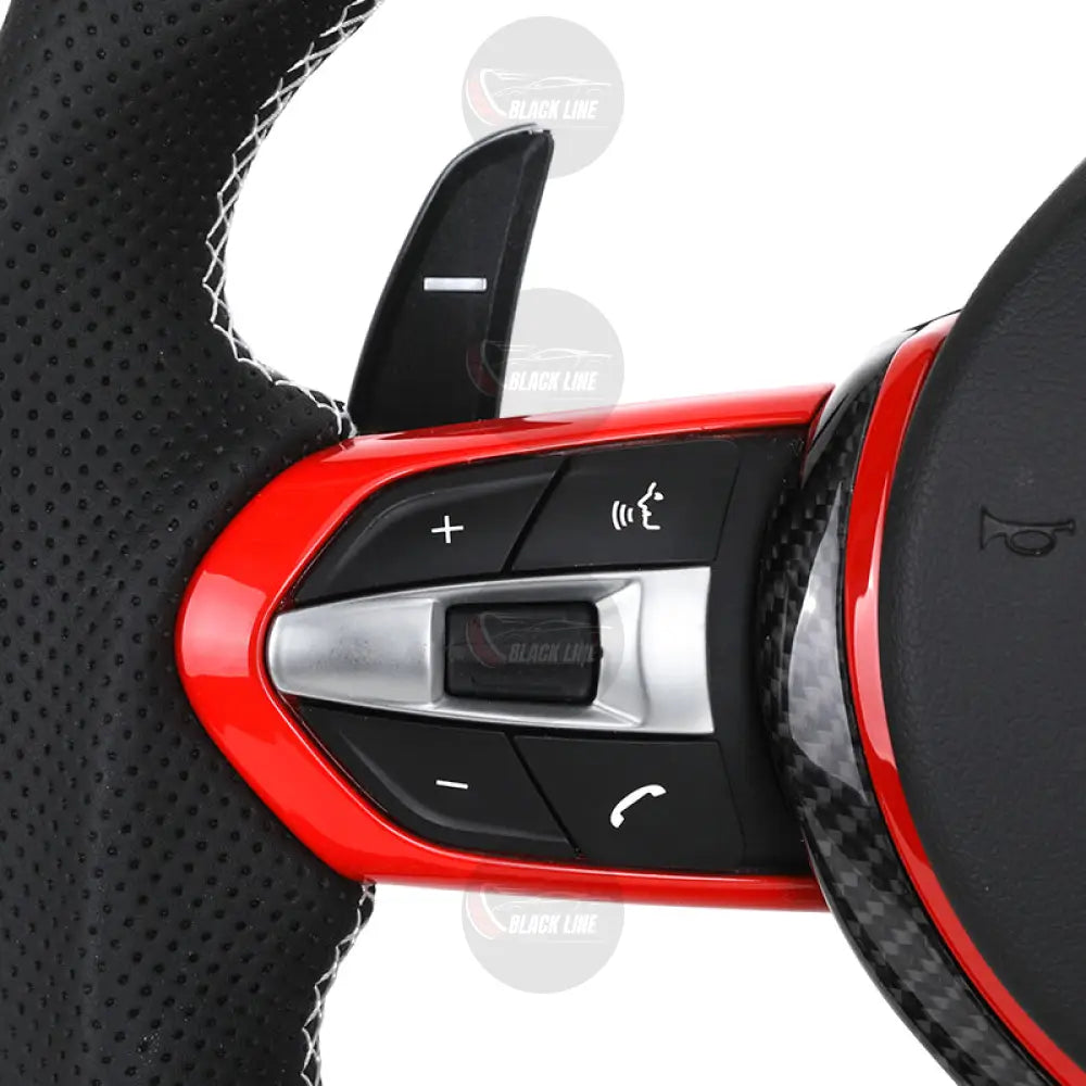 Volante BMW M Performance en Fibra de Carbono Cuero Perforado y Detalles Rojos con Levas y Multifunción
