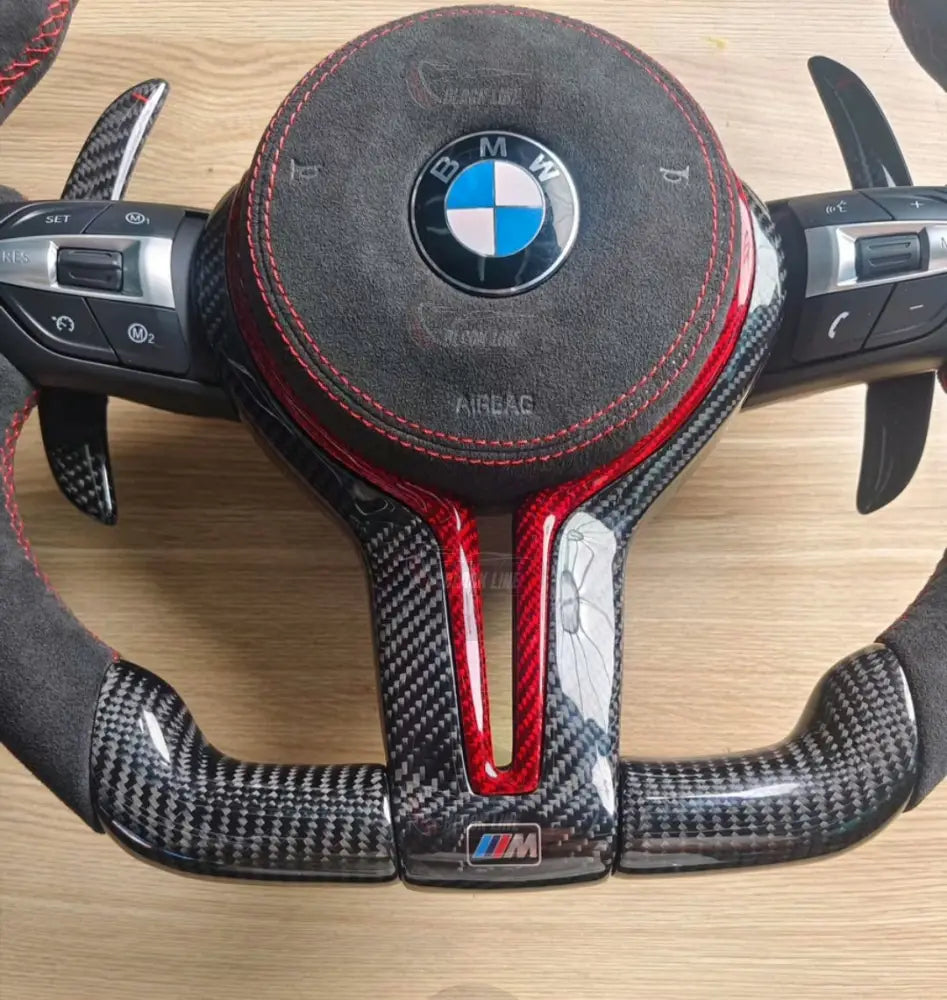 Volante BMW M Performance en Fibra de Carbono y Alcántara | Levas de Carbono Botones M1/M2 Multifunción Airbag y