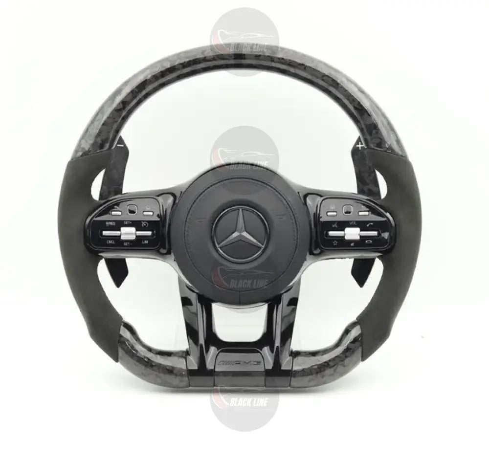 Volante Mercedes-AMG Personalizado en Carbono Forjado y Alcantara Negro con Airbag Incluido