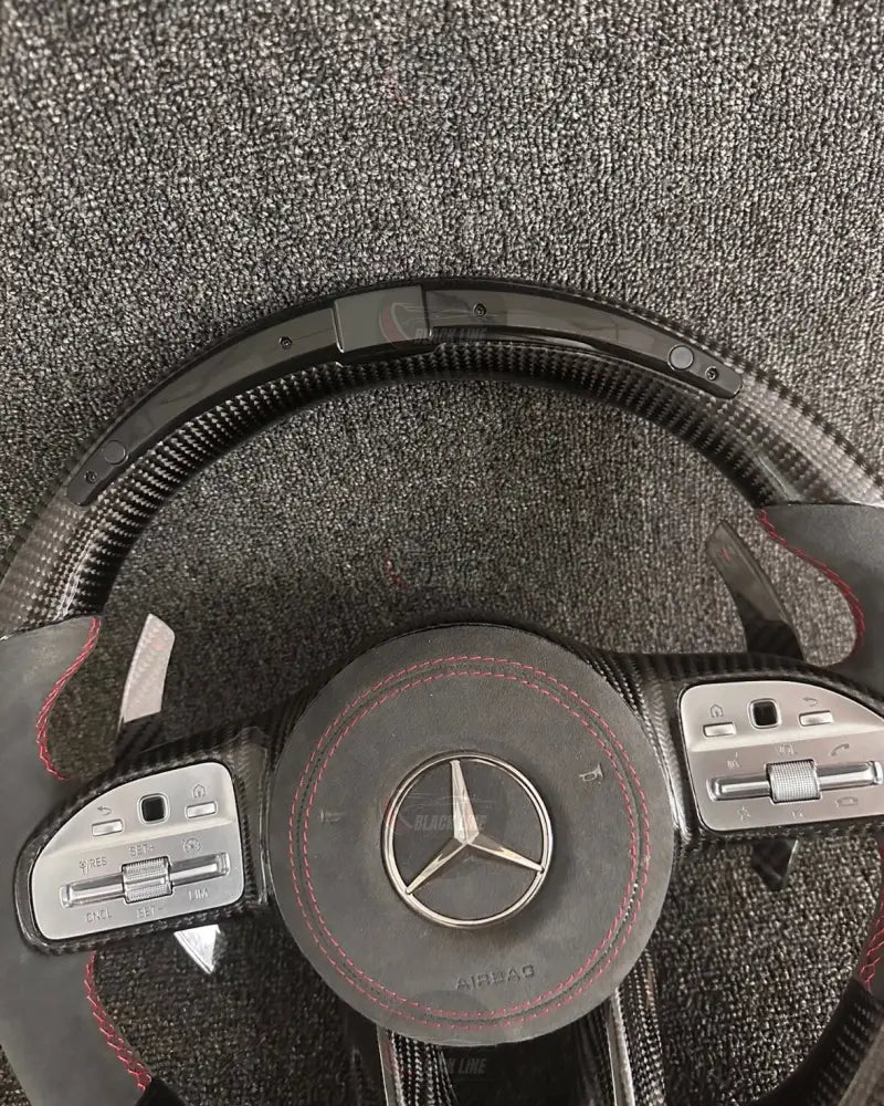 Volante Mercedes-AMG Deportivo en Carbono y Alcántara | Pantalla LED Levas de Carbono Fondo Plano y Airbag