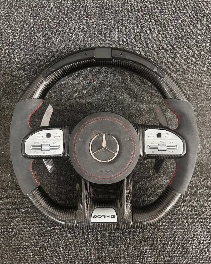 Volante Mercedes-AMG Deportivo en Carbono y Alcántara | Pantalla LED Levas de Carbono Fondo Plano y Airbag