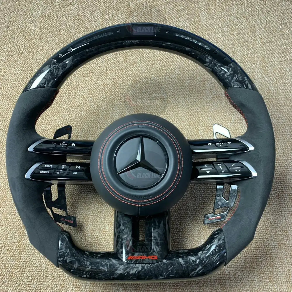 Volante Mercedes-AMG Performance en Carbono Forjado y Alcántara | Display LED Cuatro Levas Multifunción Airbag y