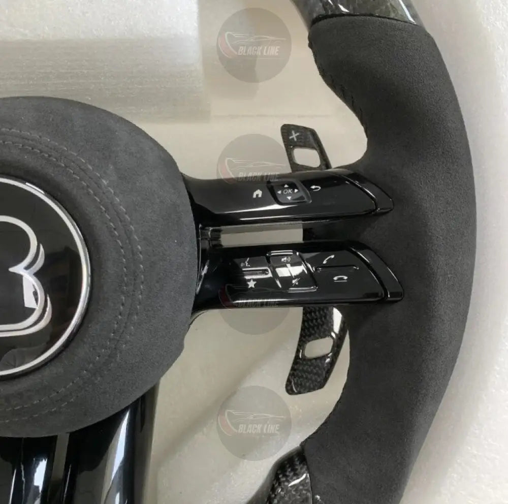 Volante Mercedes-BRABUS de Carbono y Alcántara | Doble Achatado Levas de Cambio Mandos Multifunción y Airbag