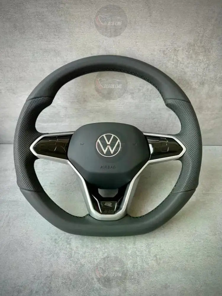 Volante Volkswagen R-Line en Cuero Negro Perforado con Multifunción Detalles R y Acabado Negro Brillante