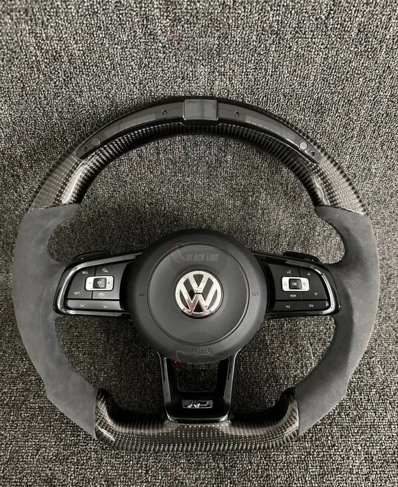 Volante Volkswagen R Performance en Fibra de Carbono y Alcantara con Levas Multifunción y Emblema R